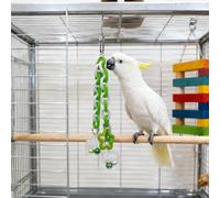Parrot Play Toy - Chewable Climbing Game for Birds | Wooden Frame with Colorful Beads, Macaw Cockatiel Conure Cockatoo Quaker Lovebird Accessory, Fun Cage Entertainment for Chicken Animal