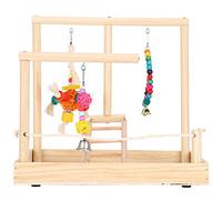 Parrot Playground - Bird Solid Wood Stand - With a Base Bell Design - Bright Colors - Bird Pet Cage Perch Stand Exercise Training Supplies