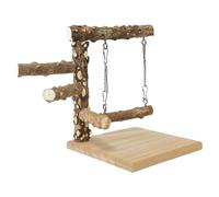 Parrot Playstand - 42x30cm Natural Wood Playground, Textured Perch Bar, Stable Activity Arch, Enhanced Grip Enrichment Structure | Interactive Standing Perch for Parakeet Cockatiel Small Bird I