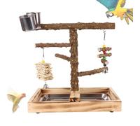Parrot Playstand Natural Wood with Feeding Cups - Pole Resistant Perch Gymnasium, Heavy Mixer Dust Cover - Waterproof Protector Case for Distrib