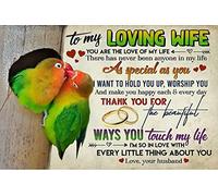 parrot poster for my dear wife you are the love of my life thank you for touching my life in a beautiful way love your husband Vintage Novelty Tin Sign, Farm Country Cottage Wall Decor 12x8inch