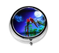 Parrot Print Personalised Portable Pillbox with,Mini Pillbox Compact and Convenient Pill Organiser for Storing and Organising Pills