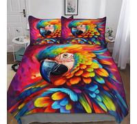 Parrot Printed Duvet Cover Set 3 Pcs with Pillowcases - Ultra Soft Hypoallergenic Microfiber Quilt Cover Bedding Sets for Kids, Youth And Adult Comforter Cover King (220x240cm)