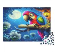 Parrot Puzzle 1000 Pieces Fantasy Parrot on Branch Under Moon Treehouse Classic Educational Games 38x26cm/1000pcs