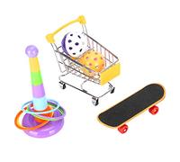 Parrot Puzzle Toys Set 4Pcs Interactive Bell Ball Cart Skateboard Circle Kit for Parrots Standing Training Bird Pet Play Intelligence Development Plastic Stainless Steel Colorful