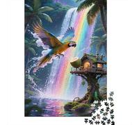 Parrot Puzzles 1000pc Rainbow Waterfall Jigsaw Puzzles Image Puzzle Home Decoration Challenge Toy for Adults Kids 1000pcs (75x50cm)