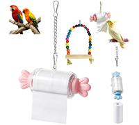 Parrot Rolling Paper Play Toy with Hanging Chain, Bird Shredding Toys, Candy Shape Bird Shredding Paper Toy, Easy to Install Parrot Cage Accessories for Parakeet Cockatiel Conure Lovebird (1pink)