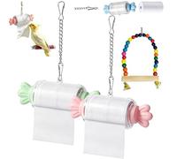 Parrot Rolling Paper Play Toy with Hanging Chain, Bird Shredding Toys, Candy Shape Bird Shredding Paper Toy, Easy to Install Parrot Cage Accessories for Parakeet Cockatiel Conure Lovebird (2-g+p)
