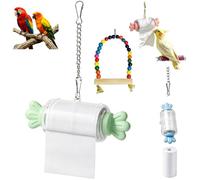 Parrot Rolling Paper Play Toy with Hanging Chain, Bird Shredding Toys, Candy Shape Bird Shredding Paper Toy, Easy to Install Parrot Cage Accessories for Parakeet Cockatiel Conure Lovebird (1green)
