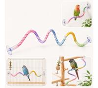 Parrot Rope Perch with Dual Suction Cups,Flexible Bird Stand with Reinforc | Colorful Movable Window Bird Perch,Engagement Toys for Window, Bath, Car, Travel, Birdcage Accessories for Small Medium Bird