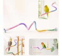 Parrot Rope Perch with Dual Suction Cups,Flexible Bird Stand with Reinforc | Colorful Movable Window Bird Perch,Engagement Toys for Window, Bath, Car, Travel, Birdcage Accessories for Small Medium Bird