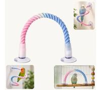 Parrot Rope Perch with Dual Suction Cups,Flexible Bird Stand with Reinforc | Colorful Movable Window Bird Perch,Engagement Toys for Window, Bath, Car, Travel, Birdcage Accessories for Small Medium Bird