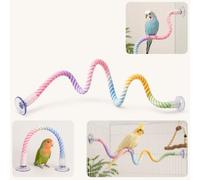 Parrot Rope Perch with Dual Suction Cups,Flexible Bird Stand with Reinforc | Colorful Movable Window Bird Perch,Engagement Toys for Window, Bath, Car, Travel, Birdcage Accessories for Small Medium Bird
