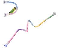 Parrot Rope Perch with Dual Suction Cups,Flexible Bird Stand with Reinforc | Colorful Movable Window Bird Perch,Engagement Toys for Window, Bath, Car, Travel, Birdcage Accessories for Small Medium Bird