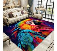 Parrot Rug - Colourful Bird Small Rugs for Bedroom 50x80, Multicolour Animal Floor Mat Soft Washable Non Slip Indoor Mats