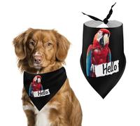 Parrot Say Hello Funny Dog Bandanas Puppy Triangle Scarf Washable Bib for Small Medium Large Pet