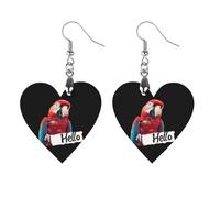 Parrot Say Hello Women's Wooden Earring Drop Dangle Earrings Pendant Jewelry Love