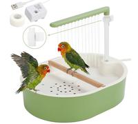 Parrot Shower for Cage, Automatic Parakeet Bird Bath with Circulating Water, USB Charging Quiet Pump Detachable Bathtub, for Small & Medium Birds Budgie, Cockatiel, Lovebird, Conure, Parrotlet, Quaker