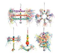 Parrot Shredding Toys - Cockatiel Chewing Set, Birds Scratch Pack | Lightweight Lovebird Training Scratch Tool, Multipurpose Five Pieces Climbing Cage Toy for Parakeet Parrots and Cockatiel