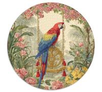 Parrot Sitting on A Golden Swing,Rätsel Für Erwachsene 1000pcs (67.5x67.5cm),Herausforderungsspiele Tropical Plants