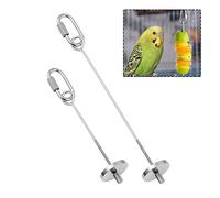 Parrot Skewer Feeder Stainless Steel 2pcs S/L Parrot Treats Fruit Stick Holder Bird Food Holder Foraging Toy for Parrot Budgie Parakeet Cockatiel