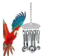 Parrot Sound Toy - Stainless Swing Wheel Set, Spoon Ring Bell Accessory | Scratch-Resistant Gnawing Pendant Perch Add-On for Conures Cockatoos Lovebirds Kids Cage Play Activity Sensory Gear