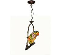Parrot Stained Glass Pendant Lamps Tiffany Style 1-Light Ceiling Hanging Lights Retro Art Chandelier for Balcony Hallway Bedroom Study Cafe Bar,Blue
