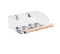 Parrot Stainless Steel Food Basin Feeder Splash-Proof Box Bird Supplies with 304 Safe Materials Scientific Design Four-Sided Structure Acrylic Components Claw Sharpening Easy Clean