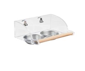 Parrot Stainless Steel Food Basin Feeder Splash-Proof Box Bird Supplies with 304 Safe Materials Scientific Design Four-Sided Structure Acrylic Components Claw Sharpening Easy Clean