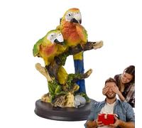 Parrot Statue Outdoor - Tropical Birds Figurines Resin | 7.2 Inches Tall Large Realistic Bird Animal Figurines Great Green Macaw Sculpture For Bookshelf Bar