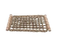 Parrot Straw Rope Platform Climbing Cage Bridge Perch Size L | Wood and Straw Rope Build, Stable Ladder Net Structure, Khaki Finish, for Budgie and Parrots
