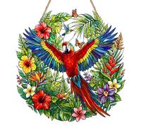 Parrot Sun Catchers for Windows, Parrot Suncatchers for Windows, Stained Glass Window Hanging, 2D Colorful Round Garden Decor, Colorful Window Wall Hanging Ornament for Women Men