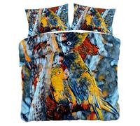 Parrot Super King Size Duvet Cover Sets, Mosaic Style Bedding Set, 1 Soft and Comfortable Microfiber Quilt Cover and 2 Pillowcases 50×75, for Room Decor A64