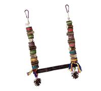 Parrot Swing Hanging Chewable Toy Natural Wood Block Safe Standing Perch Toy For Boredom Bird Enrichment Bird Cage Swing