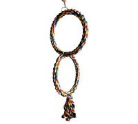 Parrot Swing - Parakeet Swing, Bird Rope Swing for Parrot Climbing, Colourful Rainbow Swing | Parakeet Cage Accessories, Bird Cage Cockatiel Toy for Budgies, Parakeets
