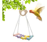 Parrot Swing, Parrot Ladder Perch | Wooden Birdcage Toy - Photo Pet Bird Cage Accessory with Metal Hook for Wooden Parrot Chewing Standing Perch, Conure and Lovebirds