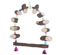 Parrot Swing Toy | Authentic Wood Suspension Bridge for Budgies & Small Birds | Colorful Beads & Bell Stimulates Play/Exercise | Easy Cage Installation (L(13x7x2.6cm/5.1x2.8x1in))