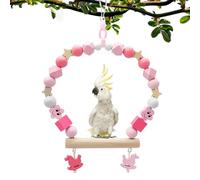 Parrot Swing Toy - Bird Cage Accessories with Wooden Perch Swing | Chew Swing Gym for Parrots, Turtle Doves and Parakeets, Ideal for Balancing, Training and as a Fun Bird Ha