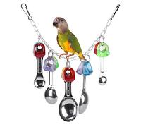 Parrot Swing Toy, Metal Spoon Colorful Plastic Bite Foraging Chewing Shredding Earth-Friendly Hanging Cage Decoration for Parrots Teeth Care Play Activity Training Enrichment