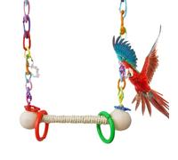 Parrot Swing Toy - Vibrant Perch Tree Accessories, Cockatiel Cage Entertainment | Wooden Bird Swings That May Chew, Stimulating Play Bird Gym, Safe Friend Toy for Lovebird Canary