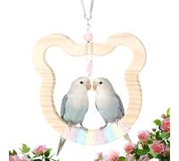 Parrot Swing Wood Bear Shape Hangable Cockatiel Toy