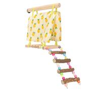 Parrot Tent Ladder with Climbing Bridge, Universal Bird Hanging Hammock for Parrot and Syrian Hamster, Decorative Pet Cage Toy with Open Design and Natural Log Frame