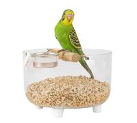 Parrot Toilet Training Tray, Stable Tabletop Design, 15x15x10cm, Bird Desktop Training Stand With Detachable Stainless Steel Double Bowls Feeder, Parrot Play Stand, Sturdy Material, For Bird Trainings