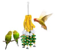 Parrot tooth sharpening toy - 50 cm wooden bird toys | Chew Resistant Beak Caring Forage Harvester with Banana Design | Interactive Bird Cage Toy - Cockatiels Parakeets Lovebirds