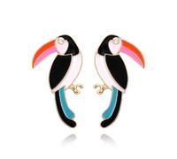 Parrot Toucan Earrings, Rhinestone Tropical Parrot Bird Dangle Earrings for Women, Bohemian Parrot Vacation Earrings for Ladies, Cute Animal Parrot Statement Earrings Summer Boho Jewelry