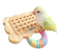 Parrot Toy Cork Pulling Puzzle - 30x Natural Cork Stoppers with Wooden Cookie Shaped Base, Small Medium Parrot Chew Toy for Boredom Buster, Cage Mount Foraging Toy