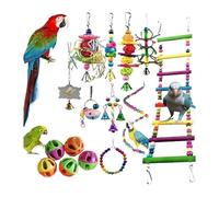 Parrot Toys African Grey Budgie Toys Cockatiel Toys Bird Toys For Caged Birds Interactive Foraging Puzzle Climbing Swing Bird Cage Accessories(15Pcs)