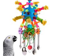 Parrot Toys Bird Toys Pullable Stainless Steel Spoons Colorful Acrylic Stick Chew Toys for Amazons Mini Macaws African Greys Cockatoos Conures, Cockatiels, Lovebirds, Parrotlets and Other (blue)