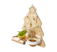 Parrot Toys - Chewing Cockatoo Toys with Christmas Tree Design | Interactive Wooden Enrichment Stand Perch Climbing for Cage Inside Lovebird Canary Macaw Conure Cockatoo Finch