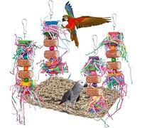Parrot Toys, Cockatiel toys, Budgie toys, Parrot Swing Chewing Toy for Conures, Cockatiel, African Grey Parrot, Cockatoos and a Variety of Amazon Parrots (Red)